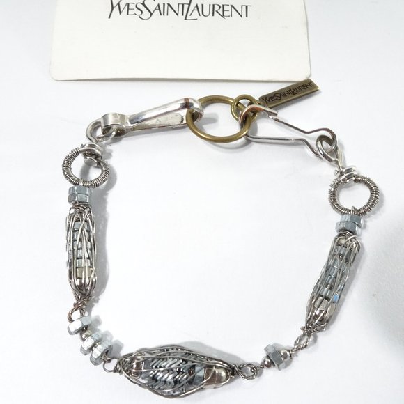 Yves Saint Laurent YSL Silver Mesh Bracelet NWT 495 - Picture 6 of 7